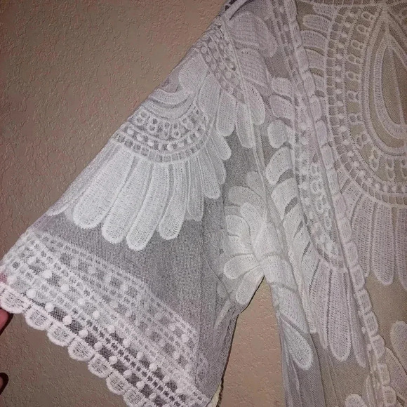 Rebellion Again Women's Boho Lace Kimono Cardigan Size L - Picture 5 of 6
